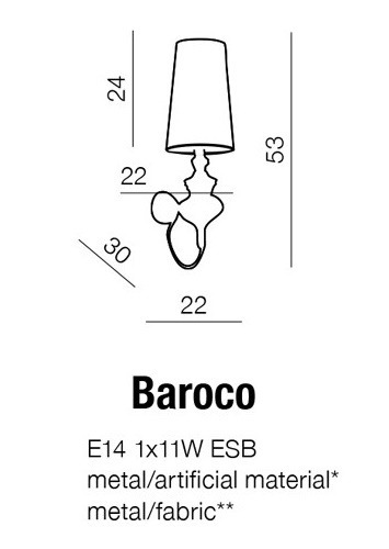 Baroco AB AZ0308 Silver Kinkiet AZZARDO