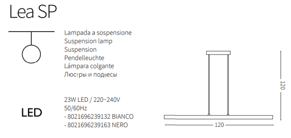 Ideal Lux Lea SP czarny zwis prosty LED
