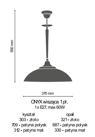 Żyrandol Amplex Onyx 8757 1 pł. patyna mat